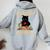 Never Underestimate An Old Woman With Cat And Knitting Women Oversized Hoodie Back Print Sport Grey