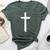 Small Cross Subtle Christian Minimalist Religious Faith Bella Canvas T-shirt Heather Forest