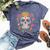 De Los Muertos Day Of The Dead Sugar Skull Halloween Bella Canvas T-shirt Heather Navy