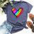 Neon Rainbow Heart Love Pride Lgbqt Rally Bella Canvas T-shirt Heather Navy