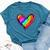 Neon Rainbow Heart Love Pride Lgbqt Rally Bella Canvas T-shirt Heather Deep Teal