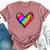 Neon Rainbow Heart Love Pride Lgbqt Rally Bella Canvas T-shirt Heather Mauve