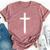 Small Cross Subtle Christian Minimalist Religious Faith Bella Canvas T-shirt Heather Mauve