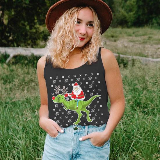 Santa riding t rex sweater online