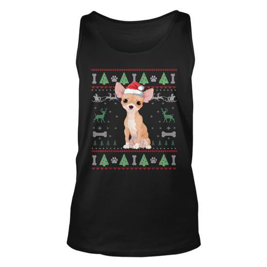 Chihuahua Ugly Christmas Sweater Santa Dog Lover Tank Top Mazezy UK