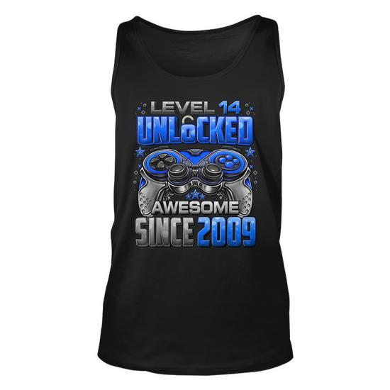 Level 14 Unlocked Awesome Since 2009 14th Birthday Gaming Tank Top