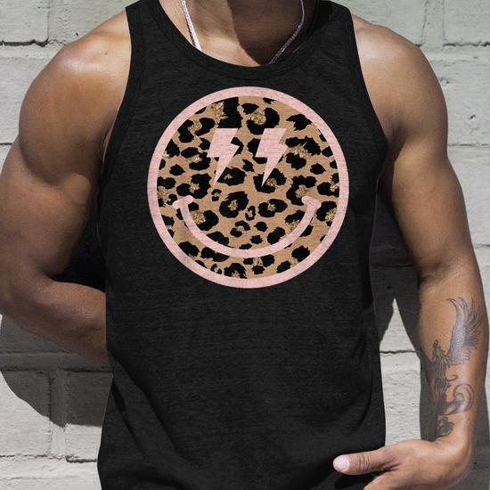 Leopard Smile Face Lightning Bolt Eyes Happy Face Tank Top Leopard Smile Face Lightning Bolt Eyes Happy Face Tank Top