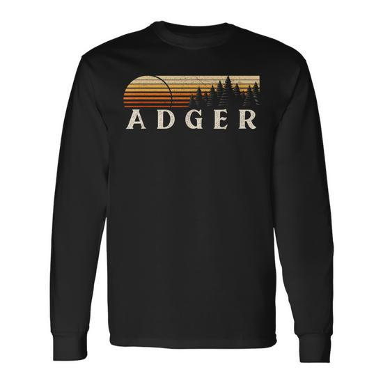 Adger Sc Vintage Evergreen Sunset Eighties Retro Long Sleeve T-Shirt