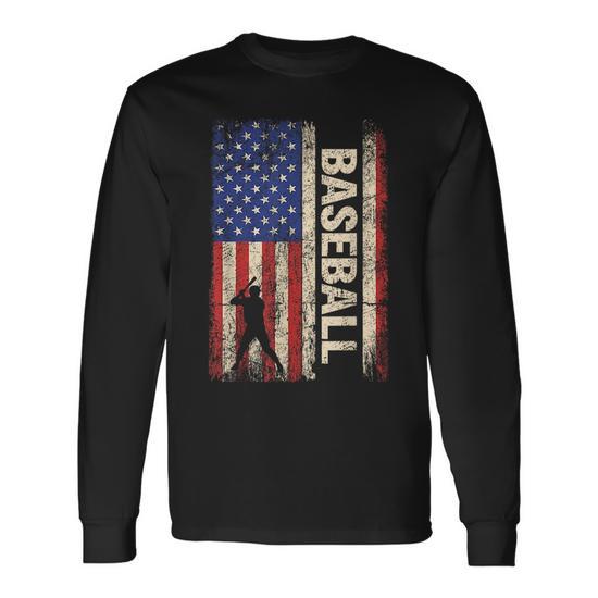 Baseball 4th Of July Men Usa American Flag Vintage Baseball T-shirt