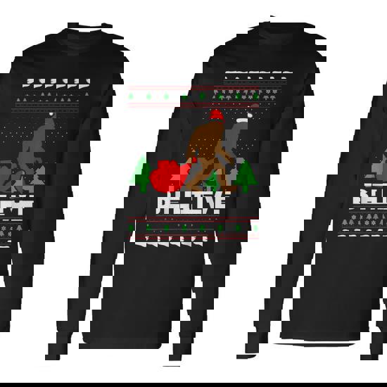 Christmas Believe Shirt Funny Bigfoot Ugly Xmas Sweater Tee Christmas Believe Shirt Funny Bigfoot Ugly Xmas Sweater Tee