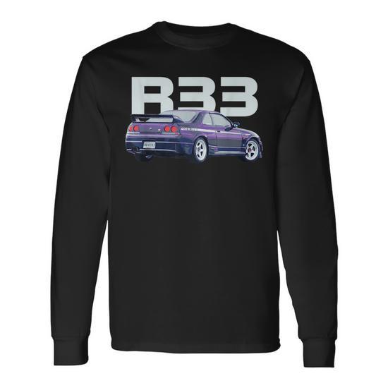 Jdm Car R33 Vspec Midnight Purple Bnr33 Long Sleeve T-Shirt T