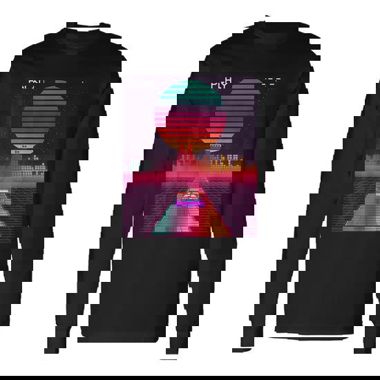 80s Grid Sunset Vaporwave Synthwave Outrun T-Shirt