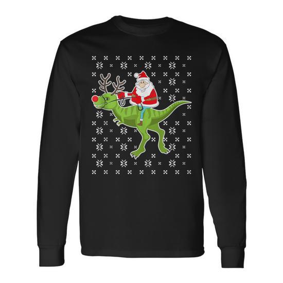 Santa riding t 2025 rex sweater