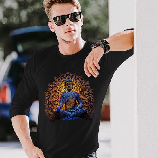 Buddha Statue Yoga Buddhist Zen Buddhism Meditation Long Sleeve T