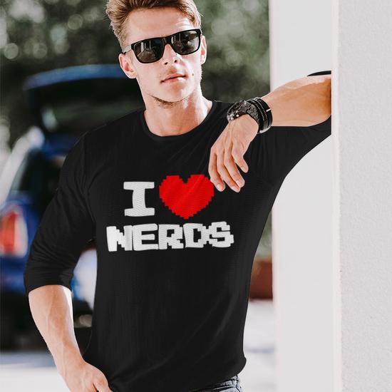 I Love Nerds I Pixel Heart Nerds Video Games Long Sleeve T Shirt Mazezy CA