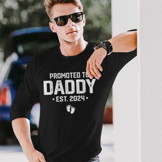 Promoted To Dad 2024 New Dad Fathers Day Soon Daddy Long Sleeve T