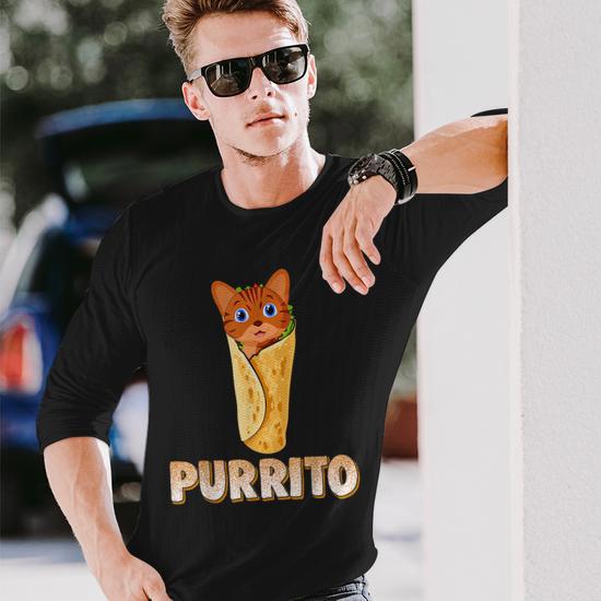 Purrito Cat Cute Cat Pun Burrito For Long Sleeve T Shirt T Shirt Mazezy UK