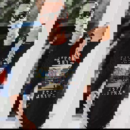 Seattle Pike Place Market Image Long Sleeve T-Shirt | Mazezy