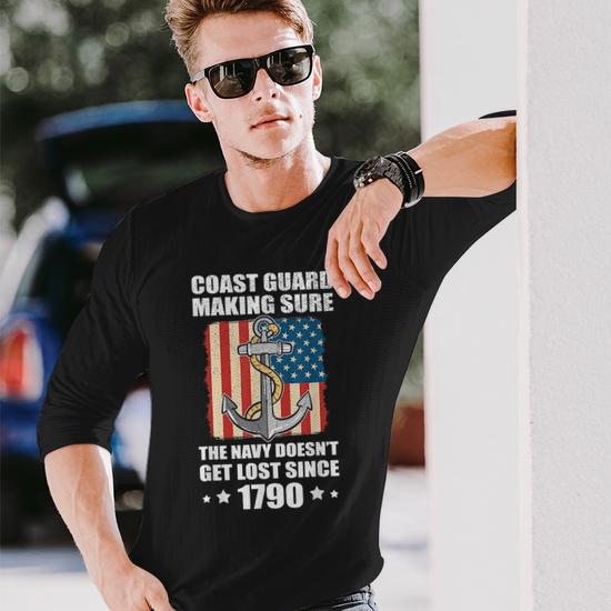 Us Coast Guard Making Sure The Navy Doesnt Get Lost Uscg Long Sleeve  T-Shirt T-Shirt | Mazezy AU