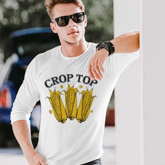 long sleeve crop top graphic tee