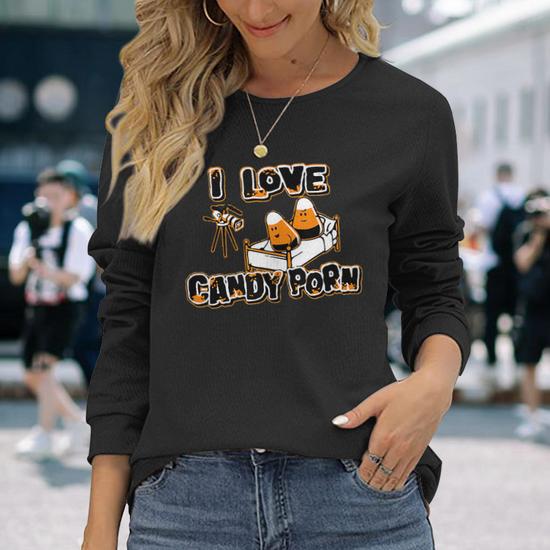 Long - Adult Humor Candy Corn Porn Pun Joke Halloween Scary Long Sleeve T-Shirt  T-Shirt | Mazezy