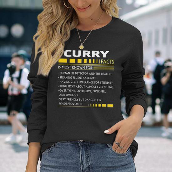 Curry Name Curry Facts V2 Long Sleeve T Shirt Seseable UK