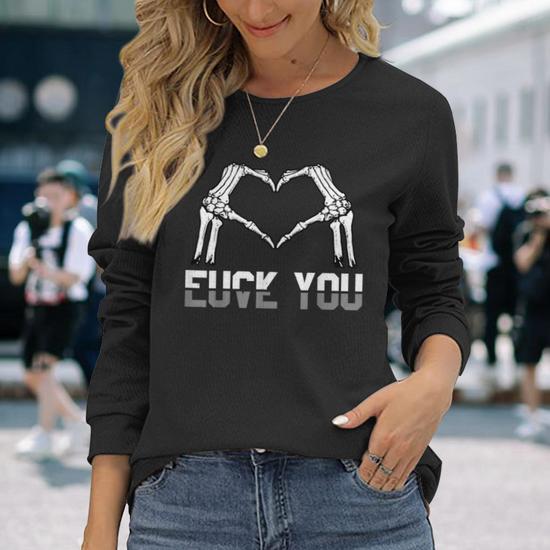 FUCK You Love You Hand Long Sleeve T-Shirt - Seseable