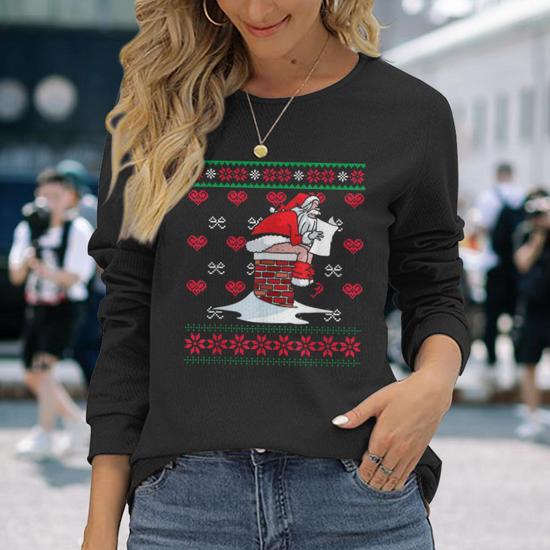 Santa pooping shop down chimney sweater