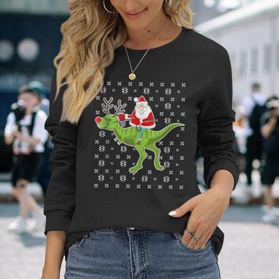 Santa riding discount t rex sweater