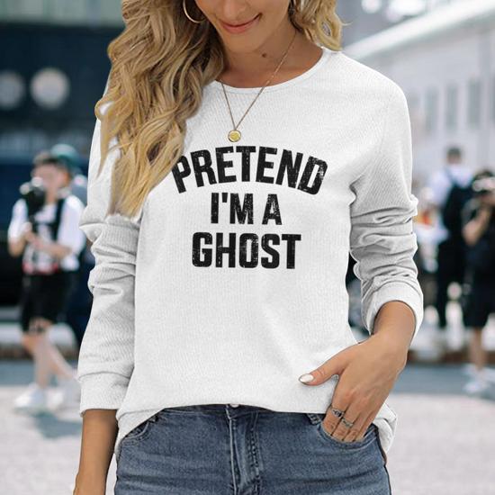 Pretend I m A Ghost Lazy Easy Diy Halloween Costume Long Sleeve T Shirt Seseable UK