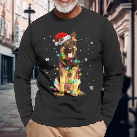 German Shepherd Dog Tree Christmas Sweater Xmas Dogs Long Sleeve T Shirt Mazezy