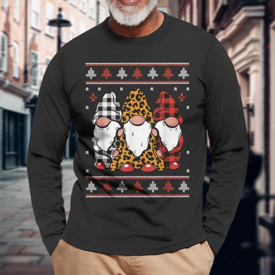 Gnome Ugly Christmas Sweater Matching Santa Xmas Holiday Long Sleeve T Shirt Monsterry