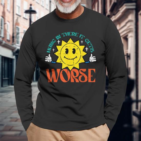 ZisZor 'Hang In There It Gets Worse' Existential Dread Cartoon Bomb T-Shirt - Funny Sarcastic Tee, Unisex Fit - View #9