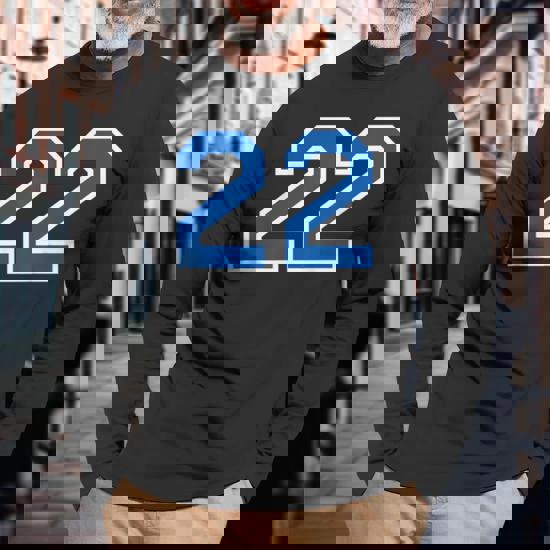 Number 22 Sports White Blue Lucky Number Long Sleeve T-Shirt