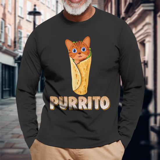 Purrito Cat Cute Cat Pun Burrito For Long Sleeve T Shirt T Shirt Mazezy UK