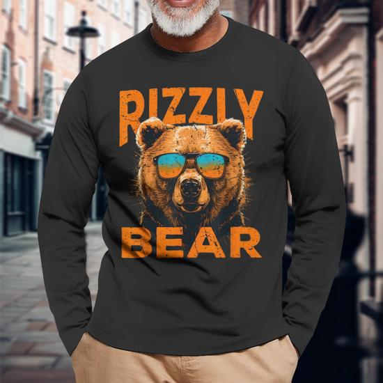 Rizzly Bear Cool Grizzly Bear Wearing Sunglasses Memes Long Sleeve