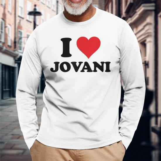 Mazezy Heart Love Long I Jovani I T-Shirt UK Name Personalized | Stuff Sleeve First
