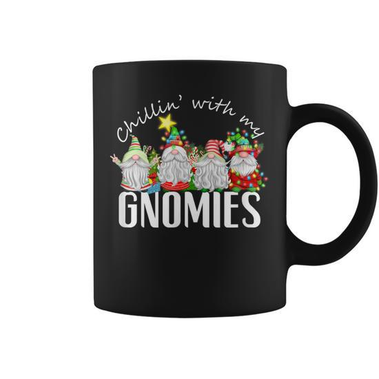 Chillin With My Gnome Coffe Mug, Christmas Gift Funny Coffee Cup