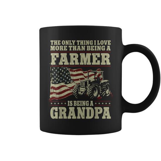 Farming Farmer Grandpa Vintage Tractor American Flag The Coffee Mug