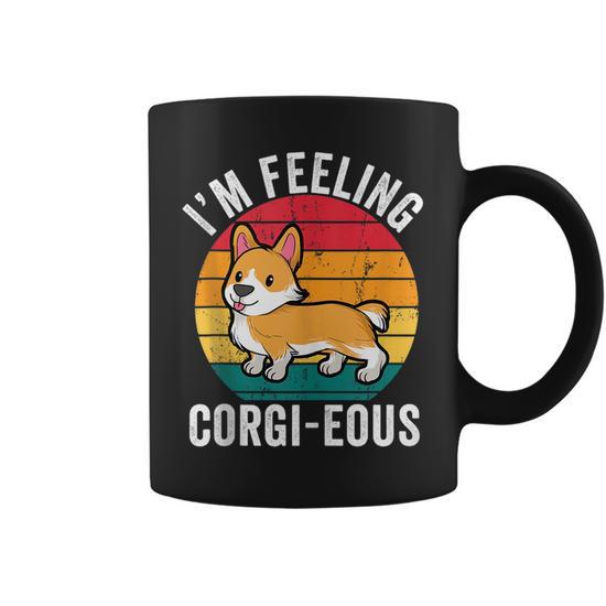 I'M Feeling Corgi-Eous Funny Cute Corgi Dog Lover Owner Puns Coffee Mug |  Mazezy