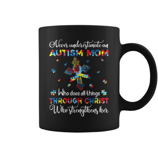 Never Underestimate an Autism Mom Autism Awareness Gifts Gifts for Mom Funny Gifts Coffee Mug