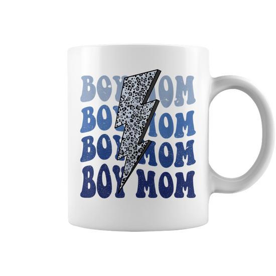 Retro Leopard Boy Mom Lightning Bolt Western Country Mama Gifts for Mom Funny Gifts Coffee Mug