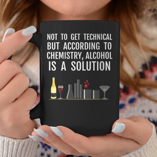 "Alcohol Is A Solution" Funny Slogan Tote Bag - Geeky Nerd Humor Cotton Shopping Bag