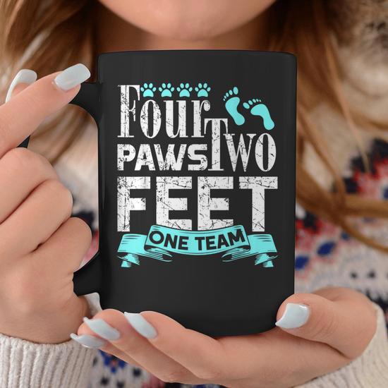 Dog Agility Four Paws Two Feet One Team Dog Gift Coffee Mug Mazezy