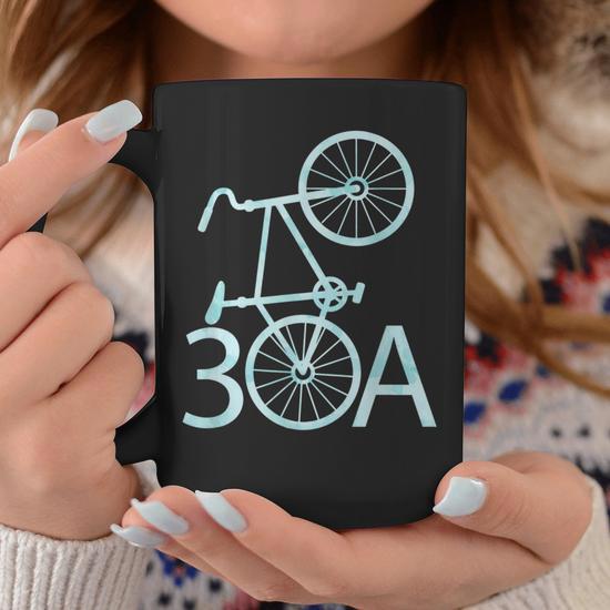 Watercolor 30A Bike Seaside Florida Coffee Mug | Mazezy