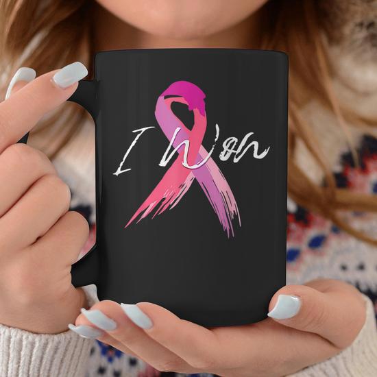 I Won Breast Cancer Awareness Support Pink Ribbon Survivor Coffee Mug -  Monsterry