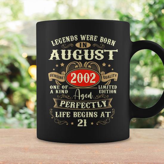 21St Birthday 21 Years Old Legends Born August 2002 Coffee Mug | Mazezy