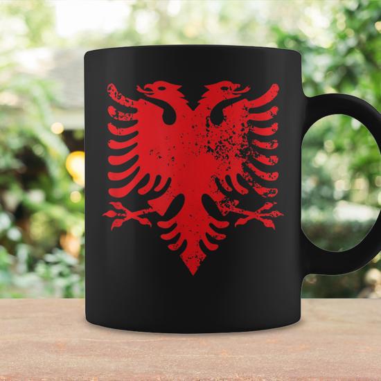 Albanian Flag Double Headed Eagle Albania Flag Coffee Mug - Seseable