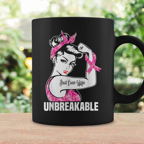 Breast Cancer Warrior Unbreakable Breast Cancer Awareness Coffee Mug |  Mazezy