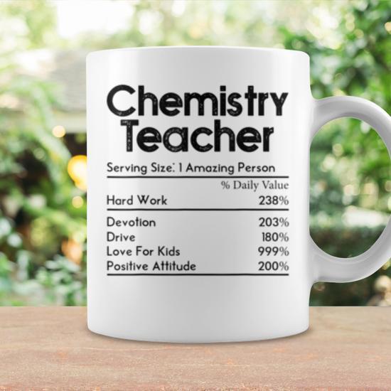 Best Teacher Gift Mug - Nutritional Facts Funny Appreciation Coffee Tea Cup